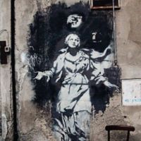 Banksy: Madonna with a Pistol, Neapel, Piazza dei Girolamini